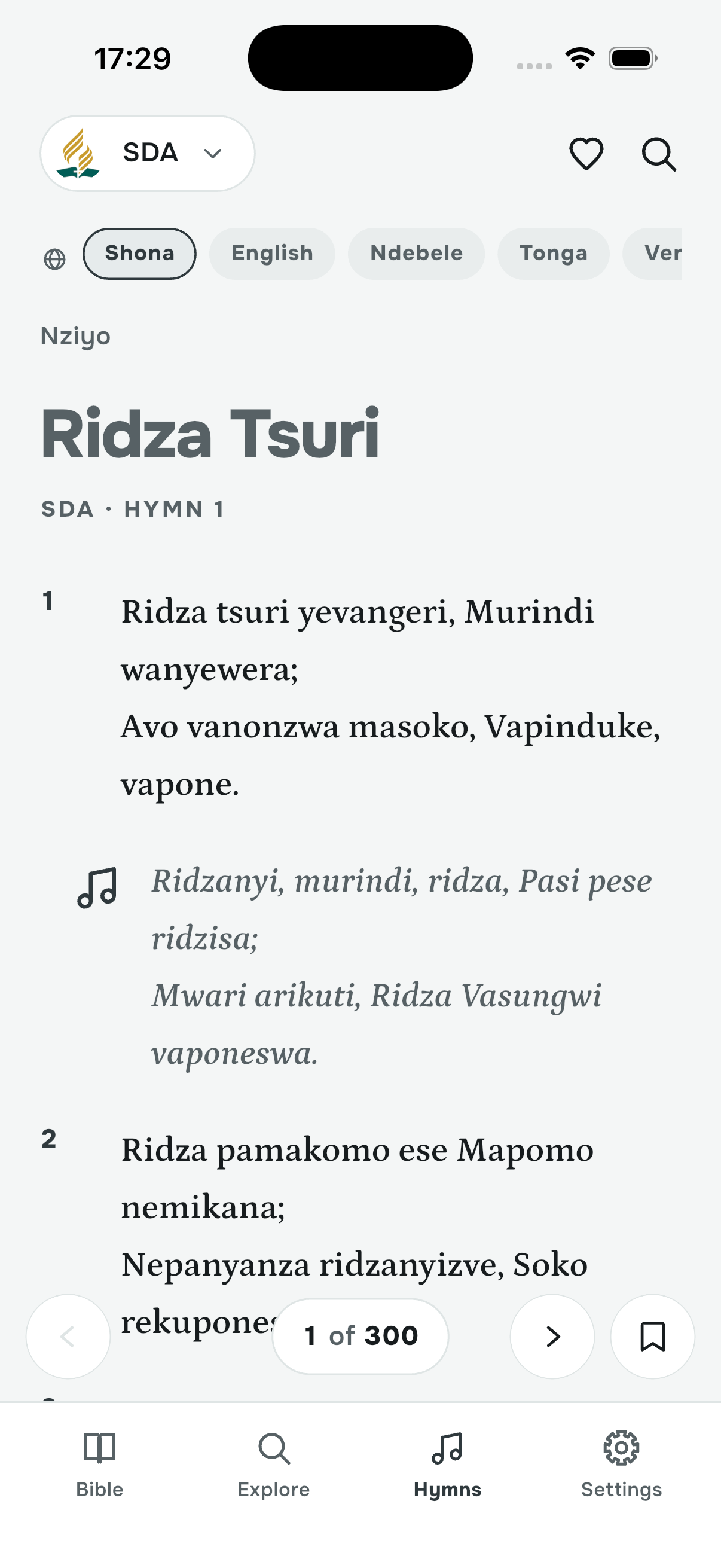 The SDA hymnal offered in five languages